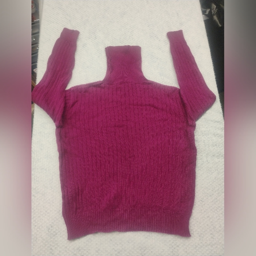 Vintage 90s Pierre Cardin Ribbed Turtleneck Sweater Magenta Purple Women’s M Y2K
